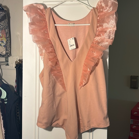 Free People Tops - Ruffle Tank Thong Bodysuit